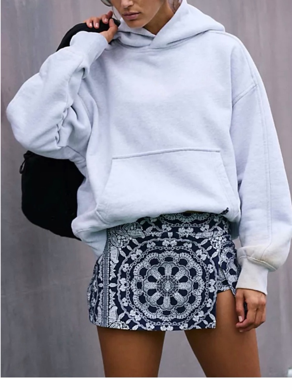 Free People Navy Paisley Lace-Print Mini Skort